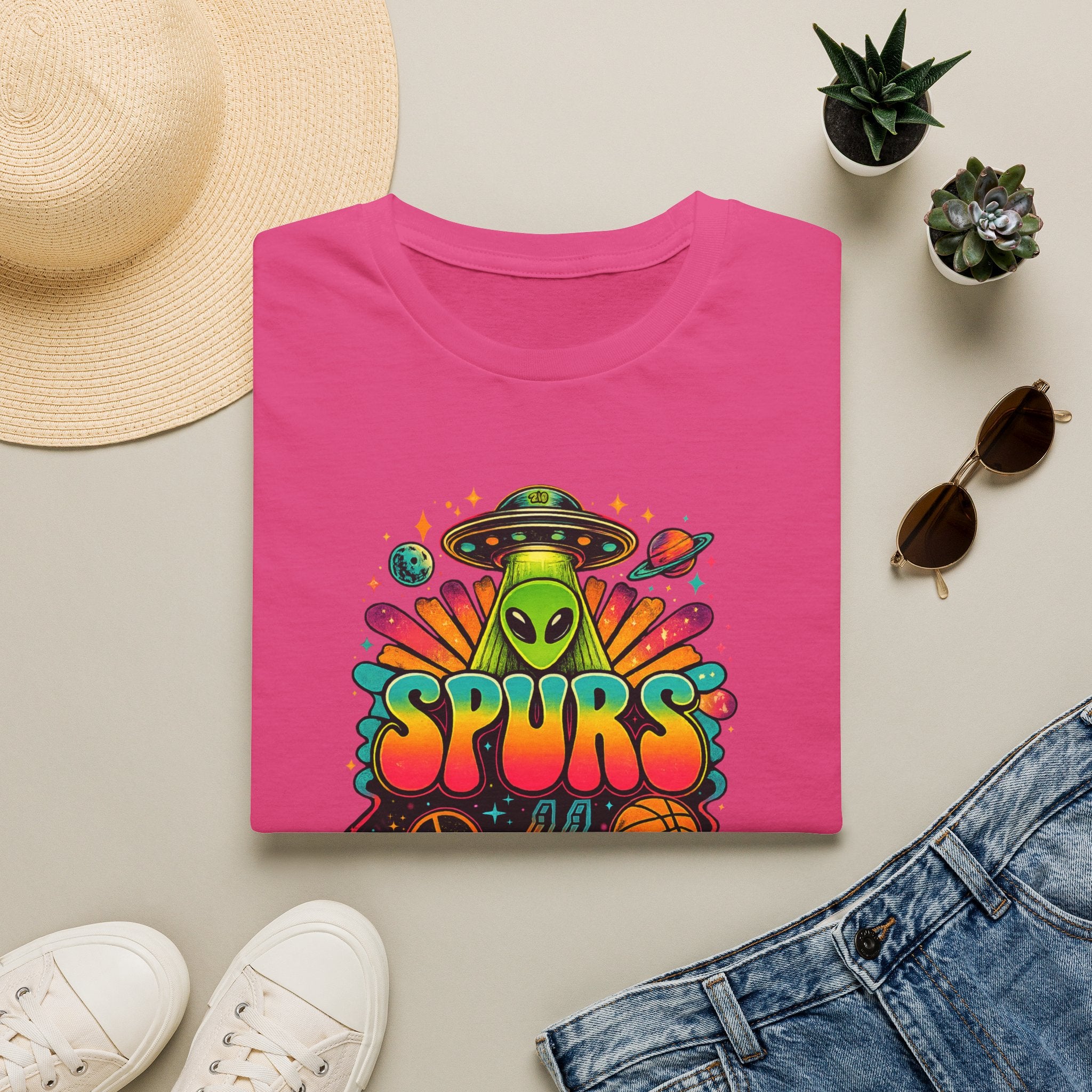 Retro Alien San Antonio Basketball  T-Shirt