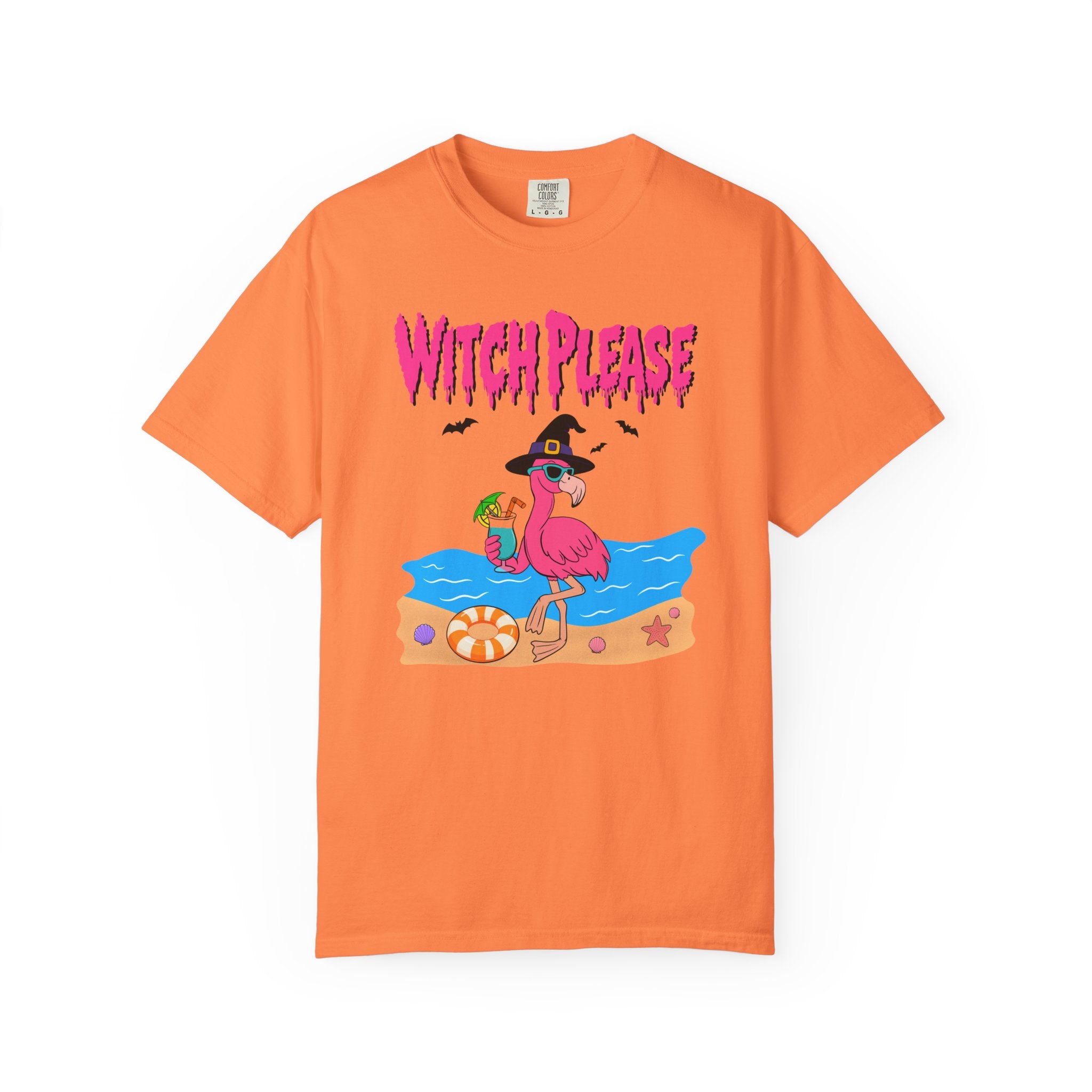 Witch Please Flamingo Halloween Beach Graphic T-Shirt