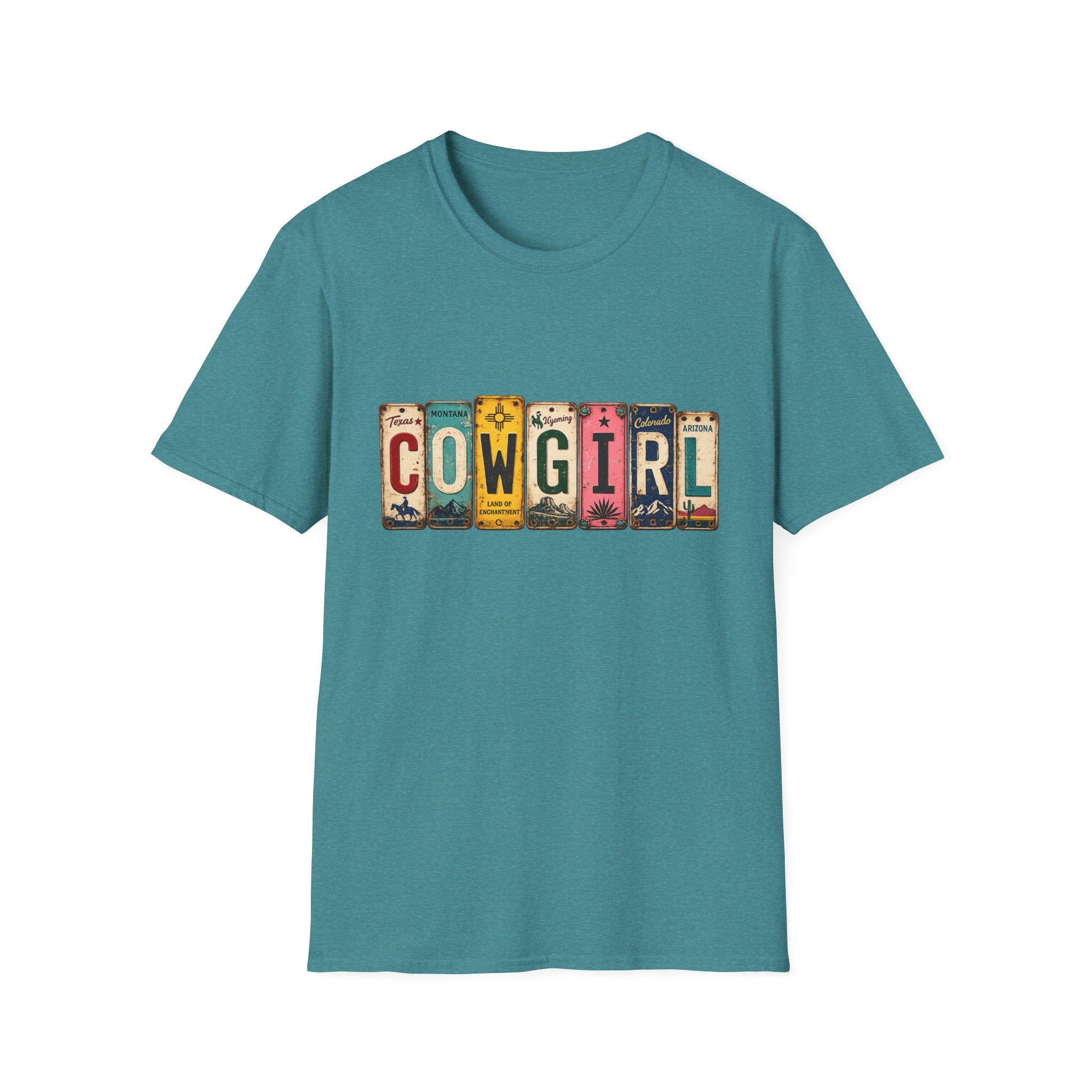 Western Cowgirl License Plate Letter T-Shirt