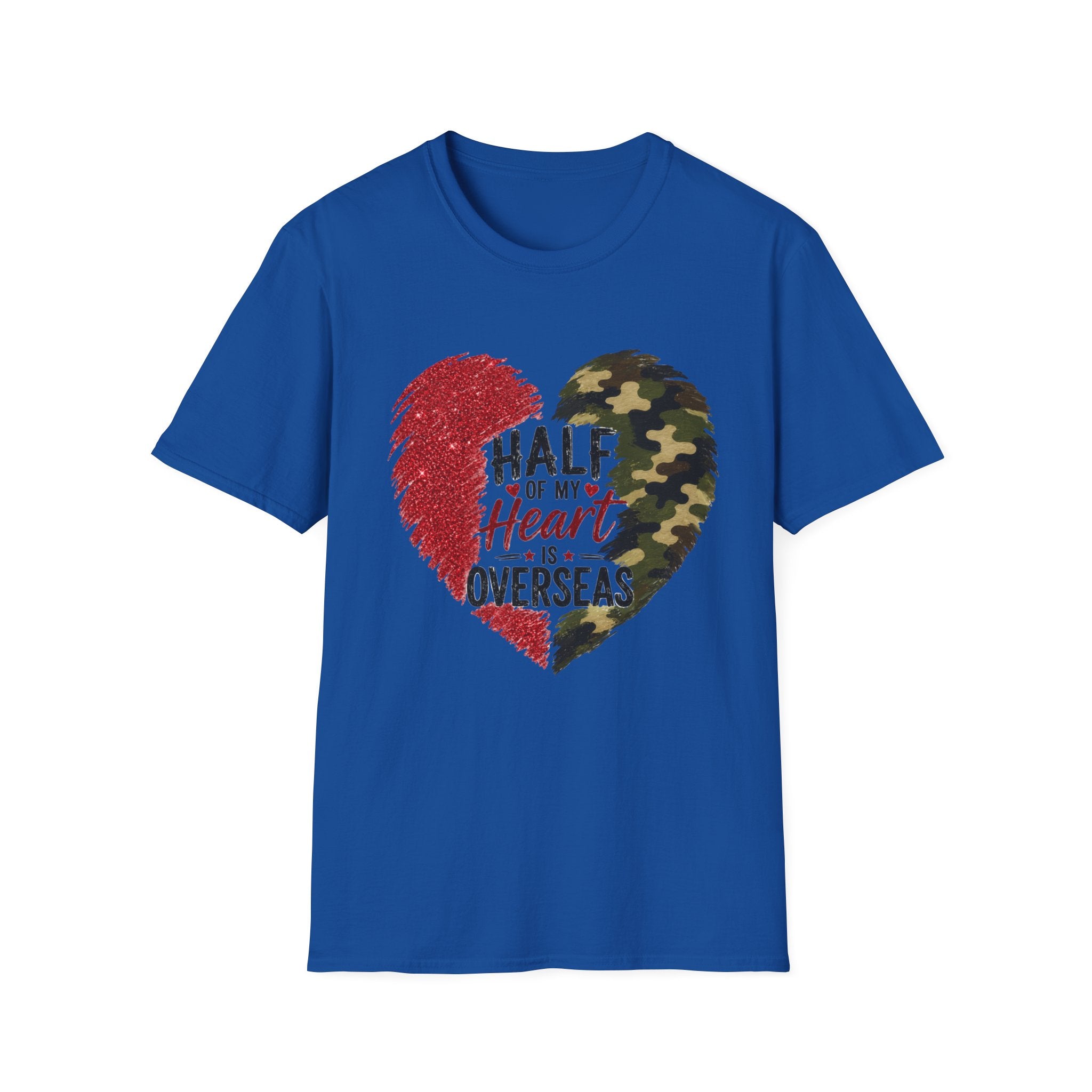 Half My Heart Is Overseas Camo and Red Heart T-Shirt