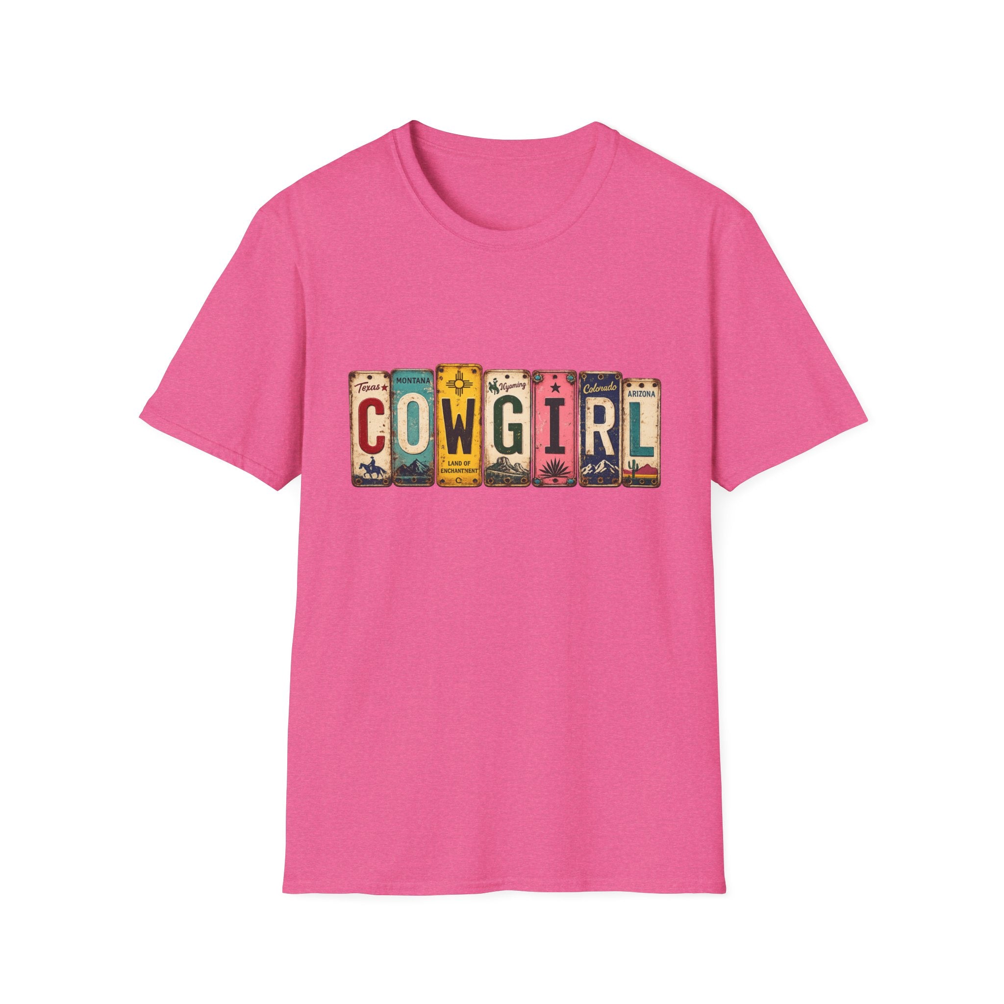 Western Cowgirl License Plate Letter T-Shirt