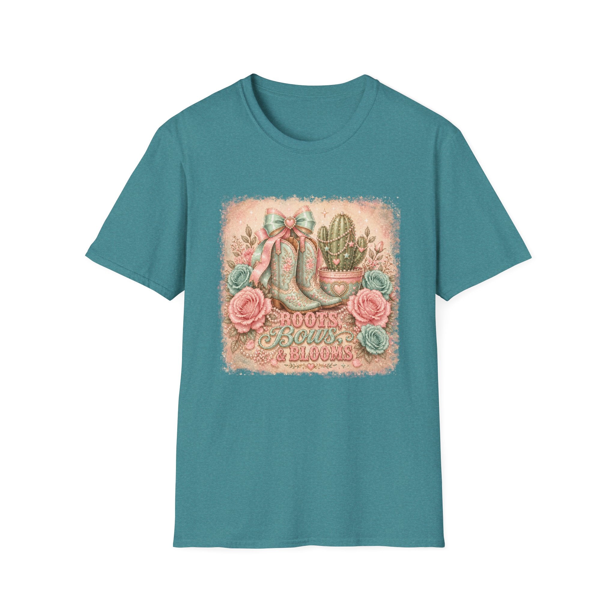 Cowgirl Boots & Cactus Floral Western Graphic Tee