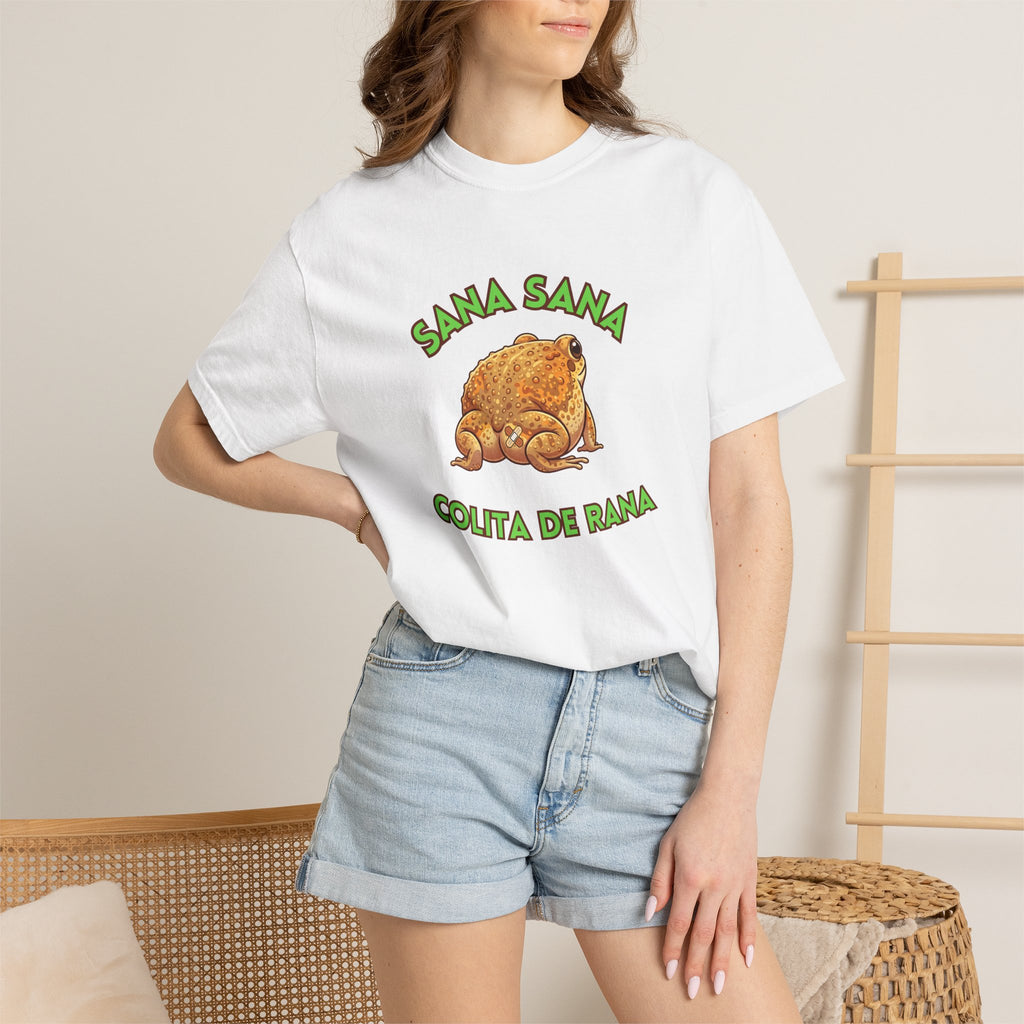 Sana Sana Colita de Rana Comfort Colors T-Shirt — Cute Spanish Frog Saying Healing Charm