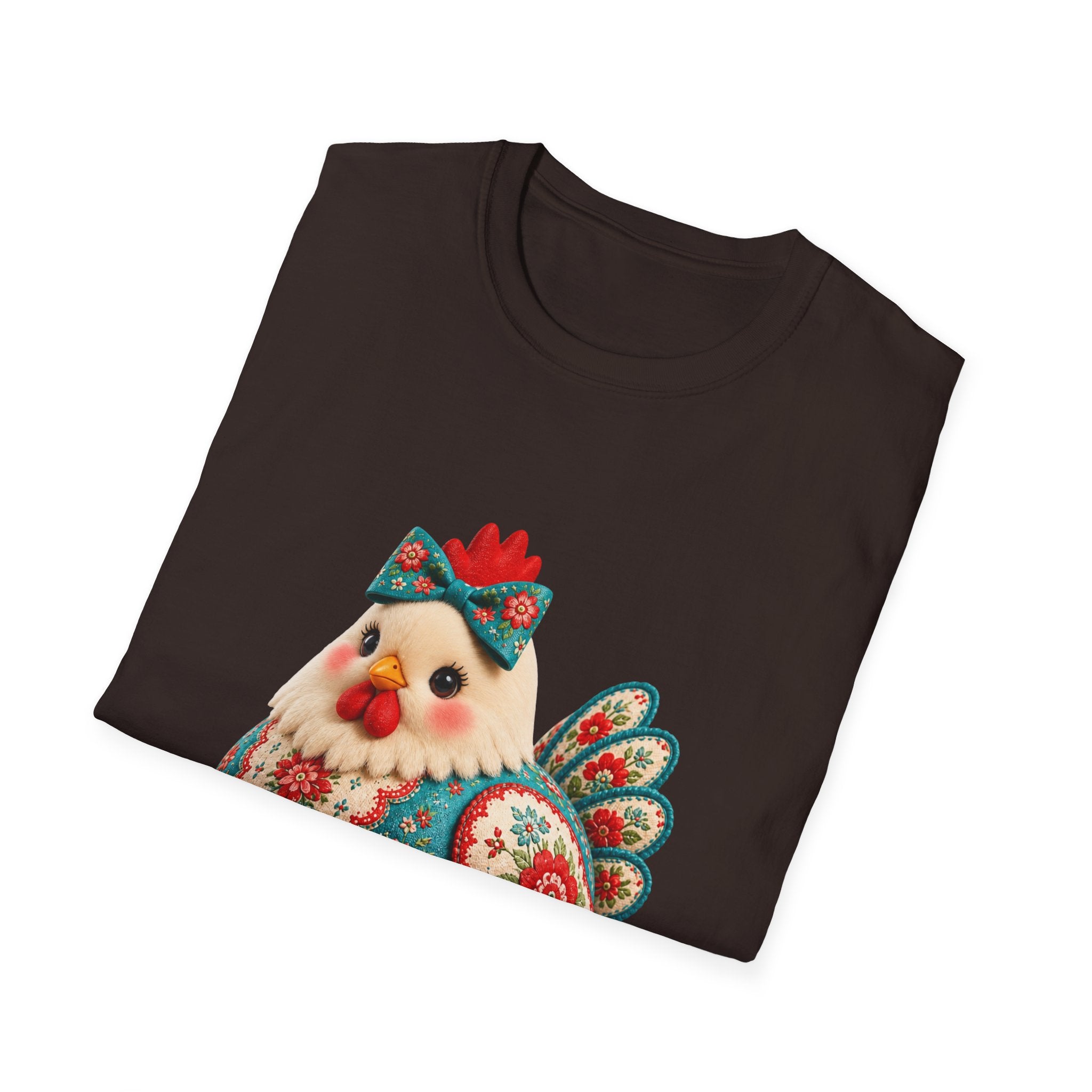 Colorful Folk Art Floral Chicken T-Shirt