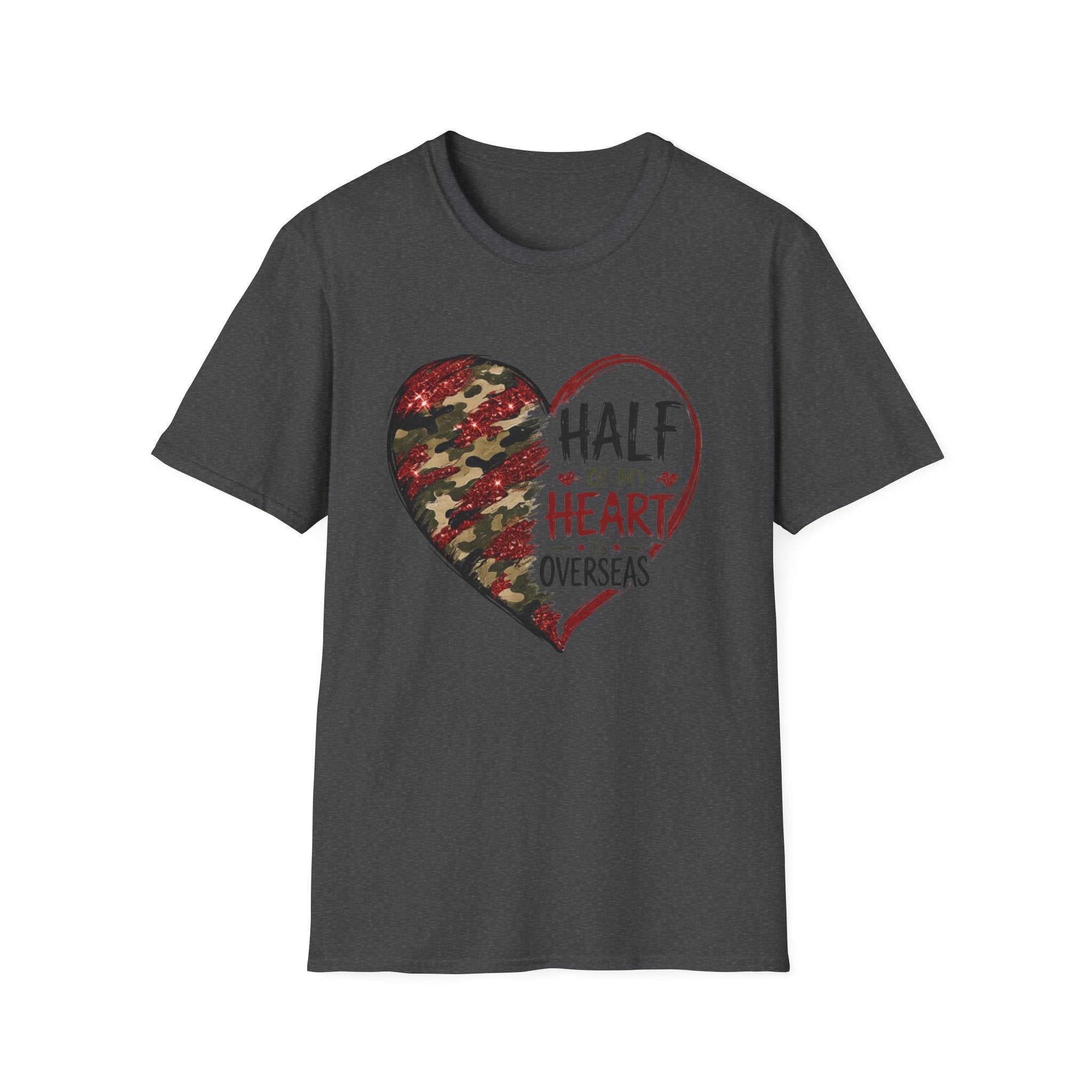 Half My Heart Is Overseas Camo Heart T-Shirt