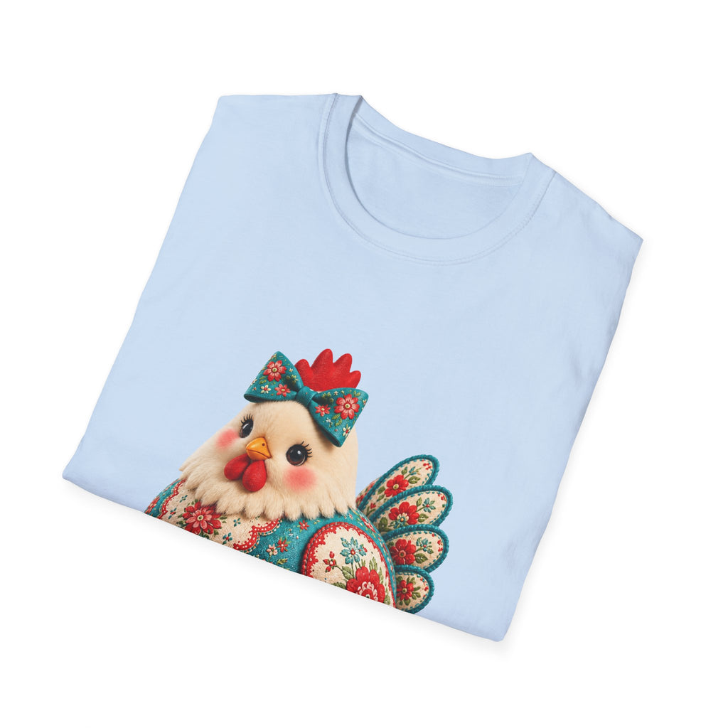 Colorful Folk Art Floral Chicken T-Shirt