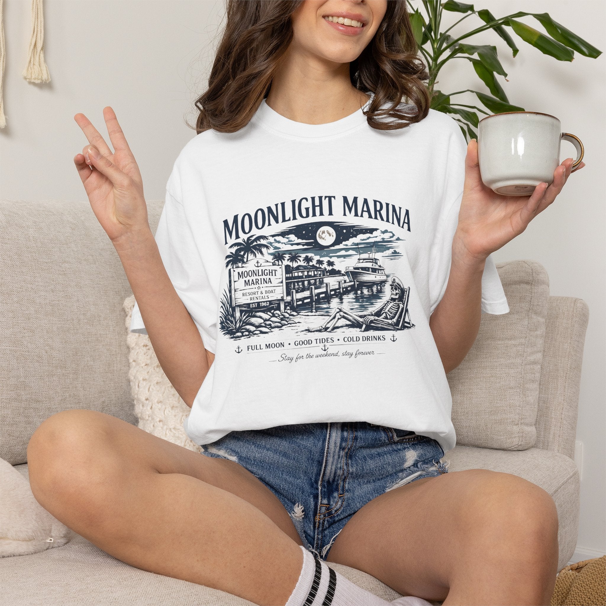 Moonlight Marina Vintage Harbor Comfort Colors TShirt