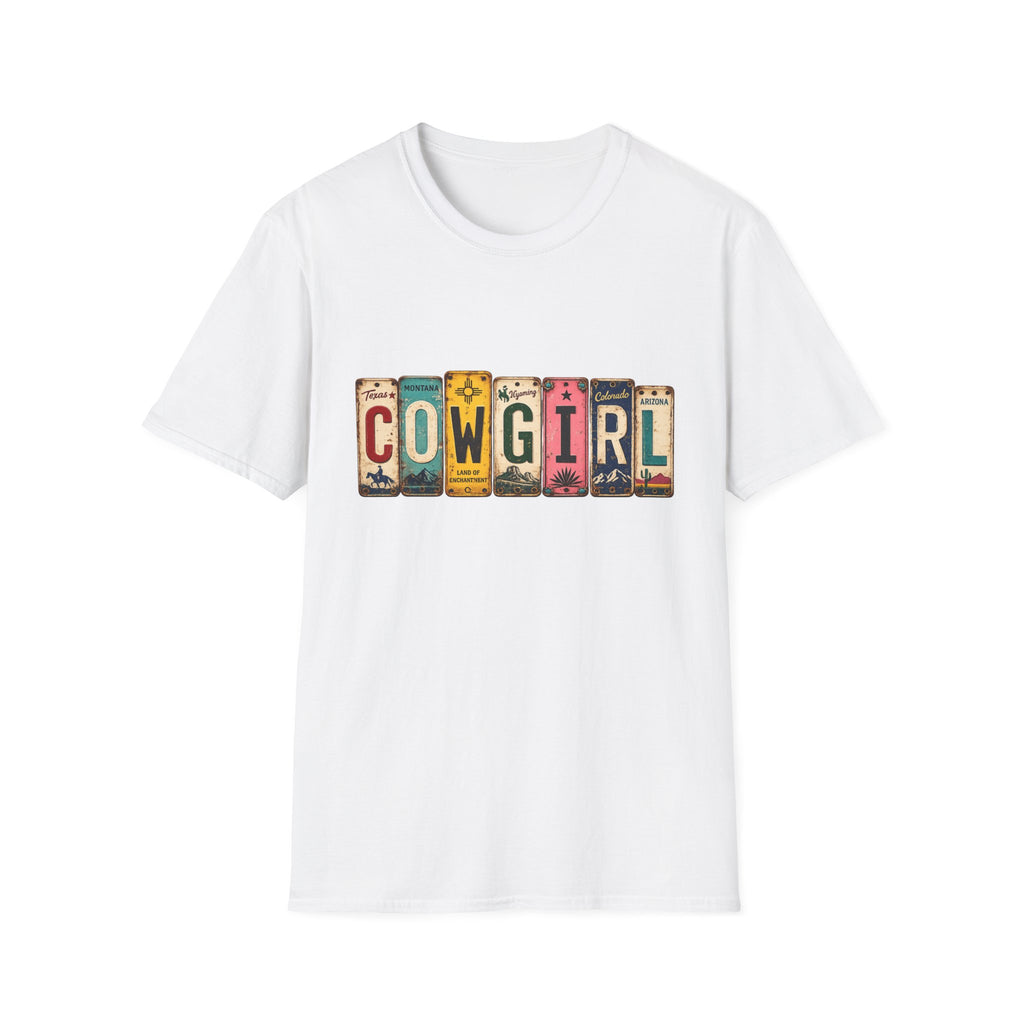 Western Cowgirl License Plate Letter T-Shirt