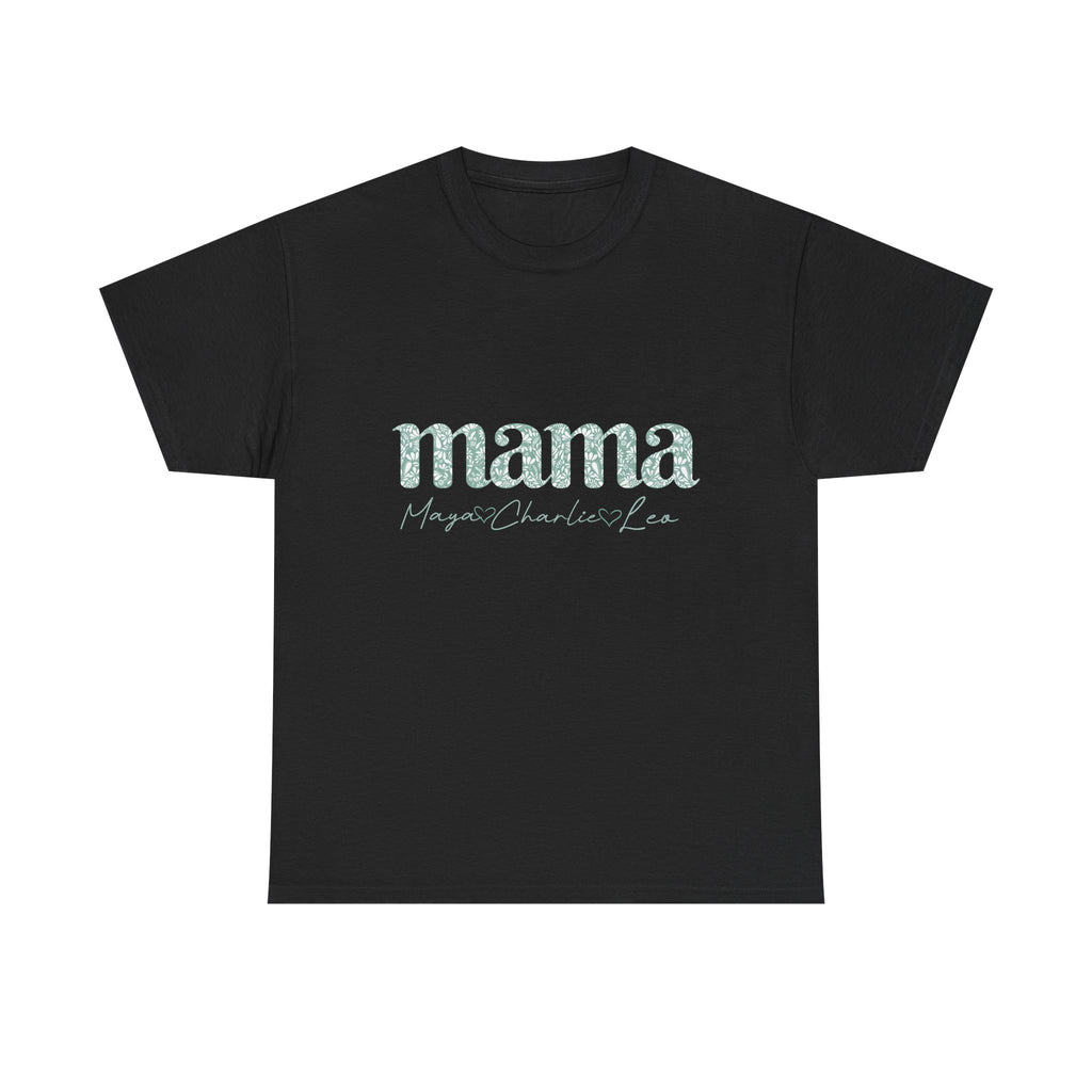 Mama Script Floral Tee — "mama" Mint Pattern Mom T-Shirt