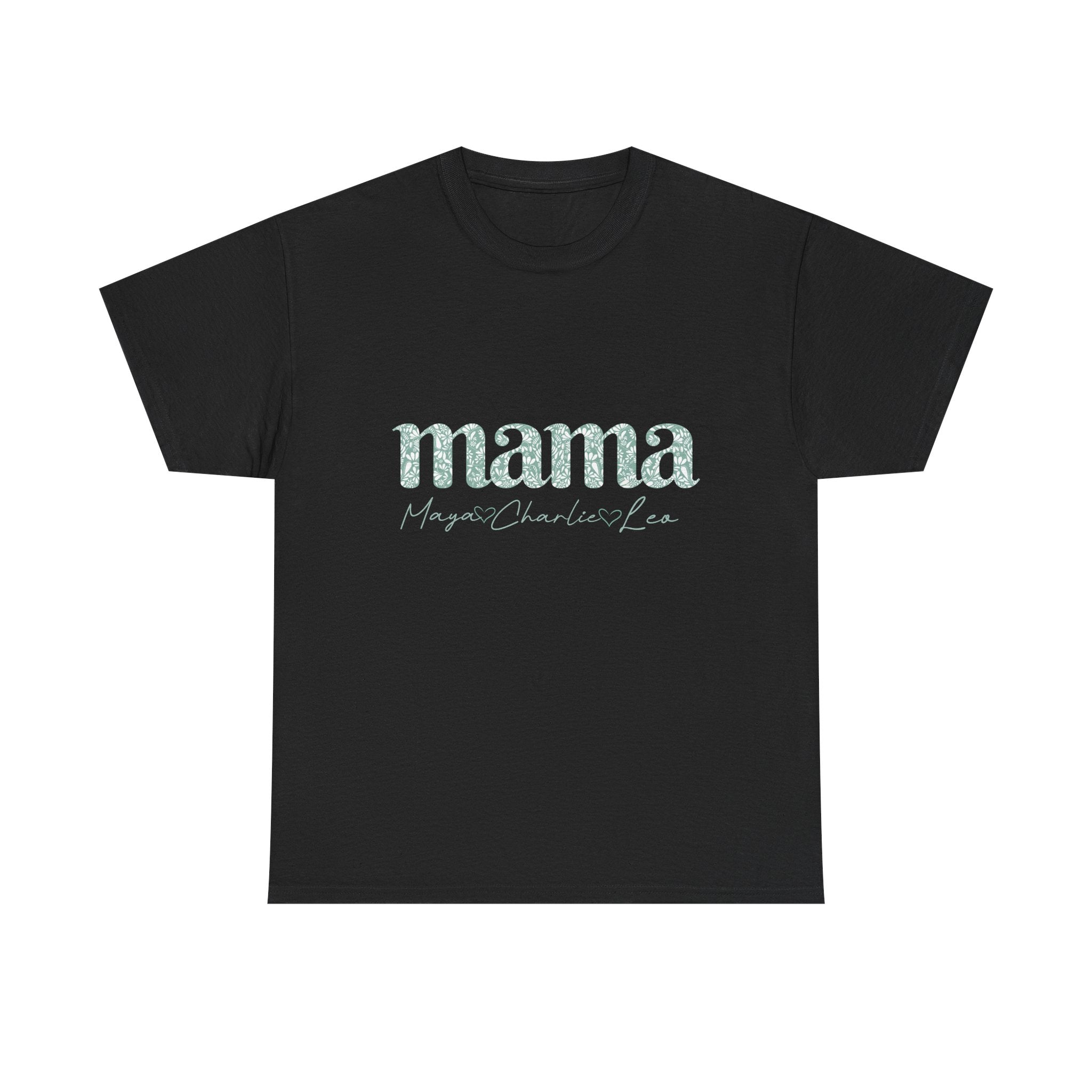Mama Script Floral Tee — "mama" Mint Pattern Mom T-Shirt