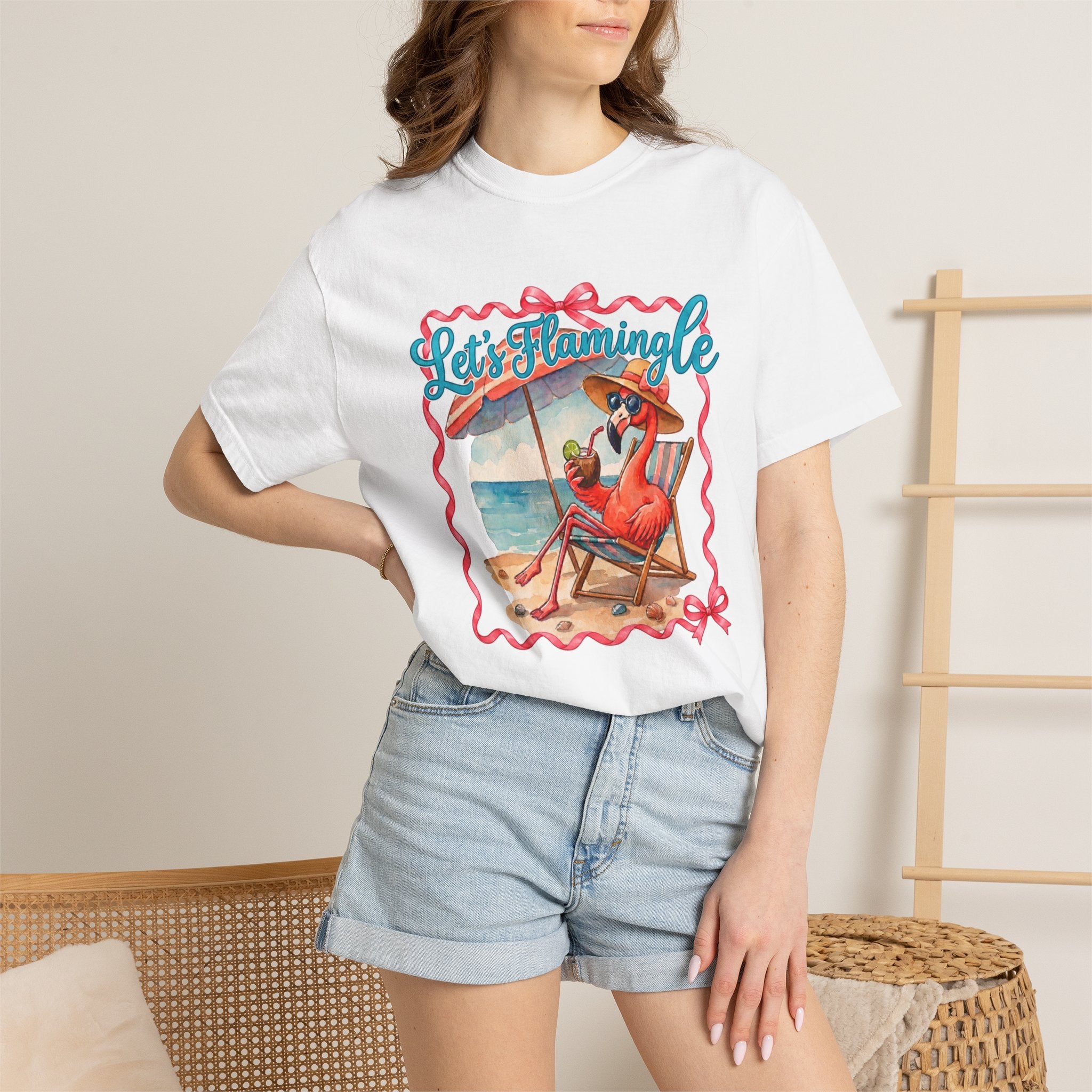 Let's Flamingle Retro Flamingo Beach Comfort Colors T-Shirt