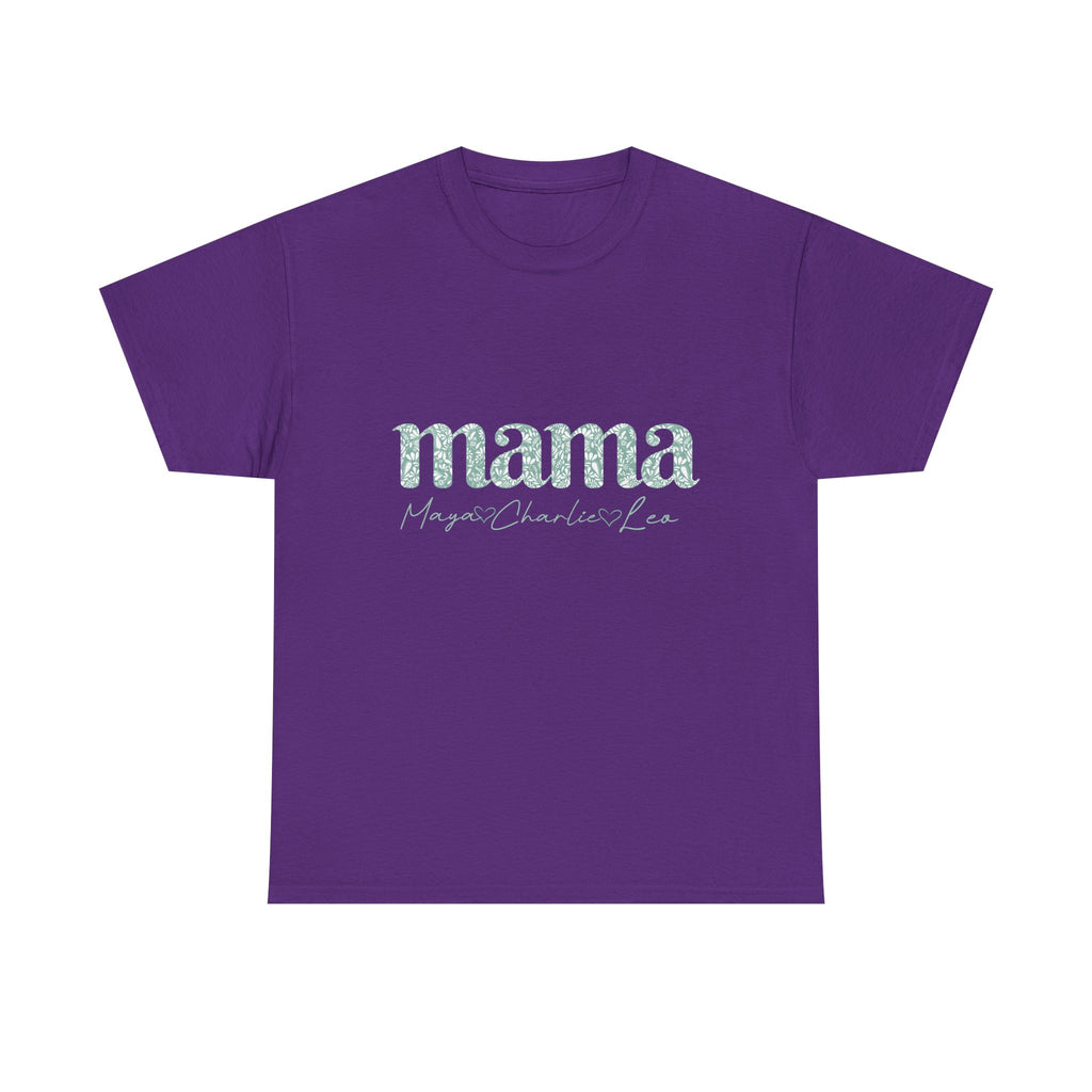 Mama Script Floral Tee — "mama" Mint Pattern Mom T-Shirt