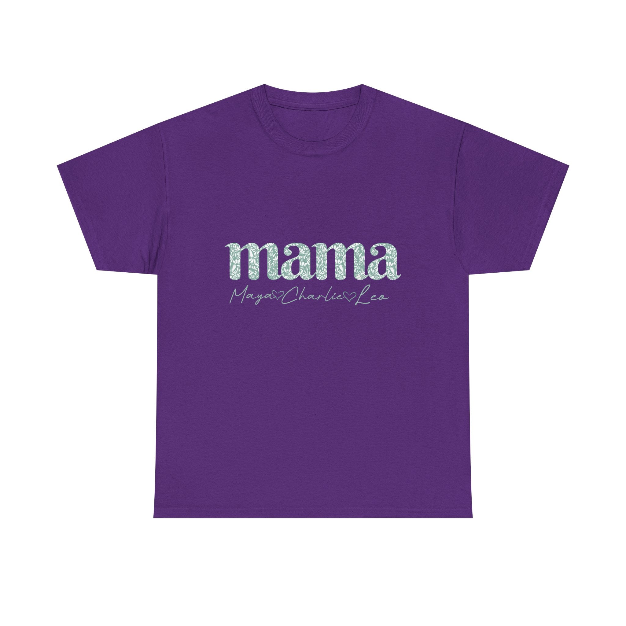 Mama Script Floral Tee — "mama" Mint Pattern Mom T-Shirt