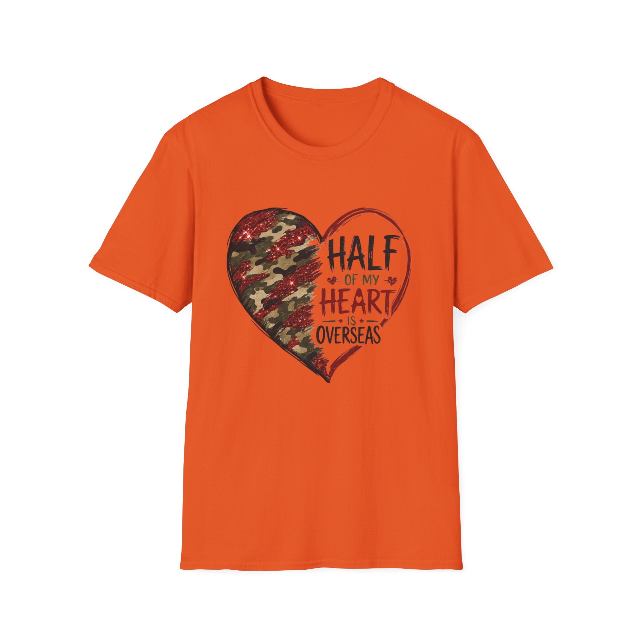 Half My Heart Is Overseas Camo Heart T-Shirt
