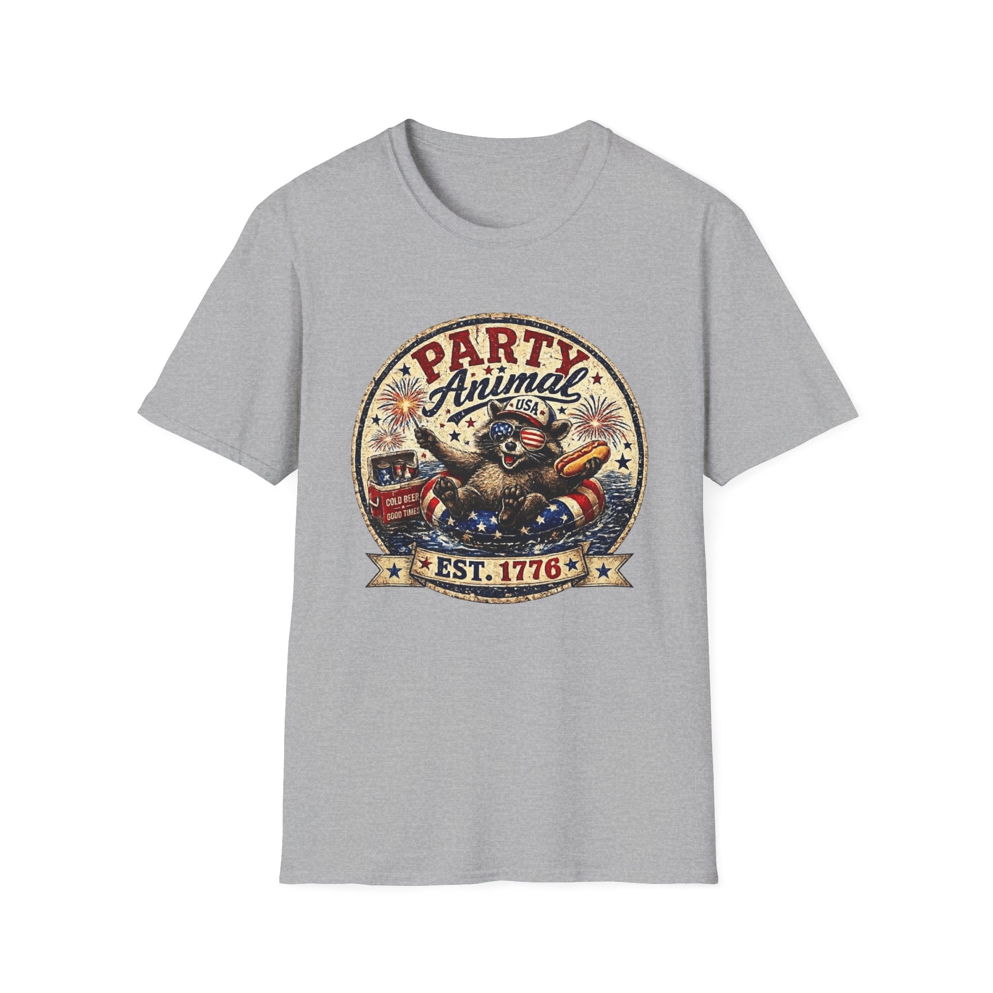 Party Animal T-Shirt — Patriotic 1776 Fourth of July Graphic Tee