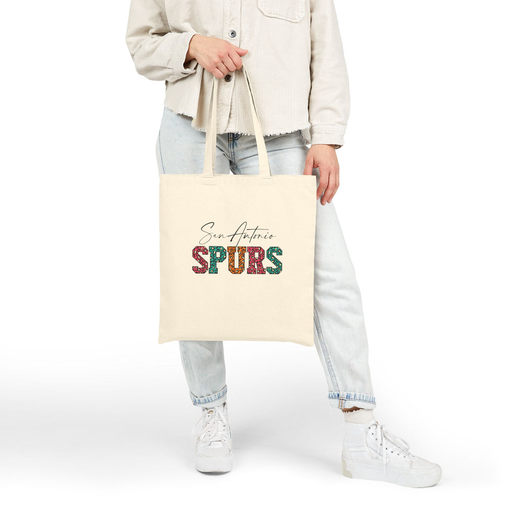 San Antonio Spurs Fiesta Leopard Lettering Tote Bag
