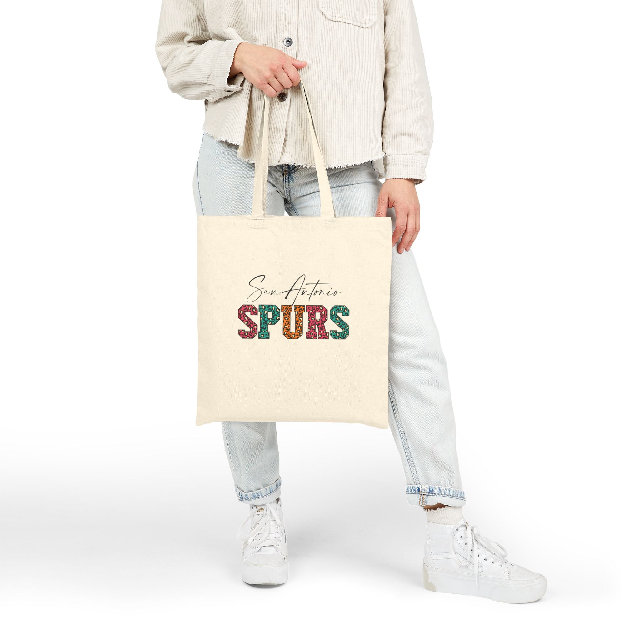 San Antonio Spurs Fiesta Leopard Lettering Tote Bag