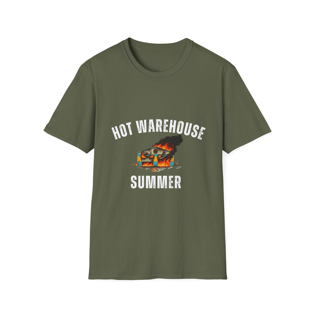 Hot Warehouse Summer T-Shirt- Vintage Flaming Warehouse Graphic Tee