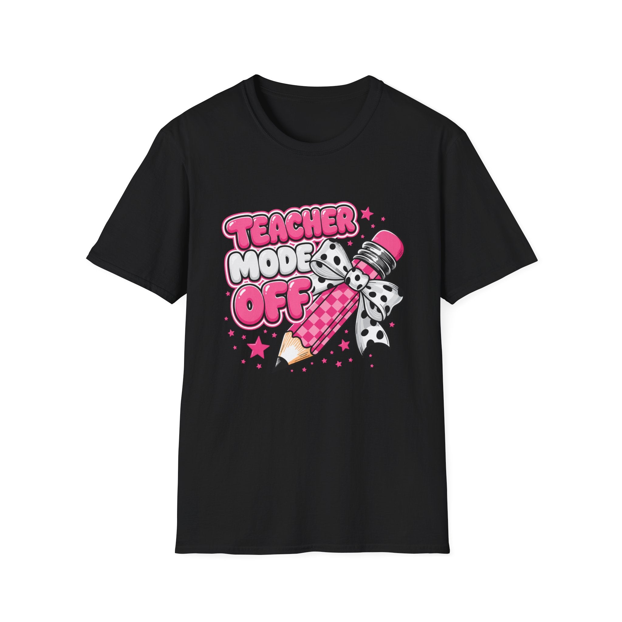 Teacher Mode Off T-Shirt — Cute Pink Pencil Graphic Tee for Teachers