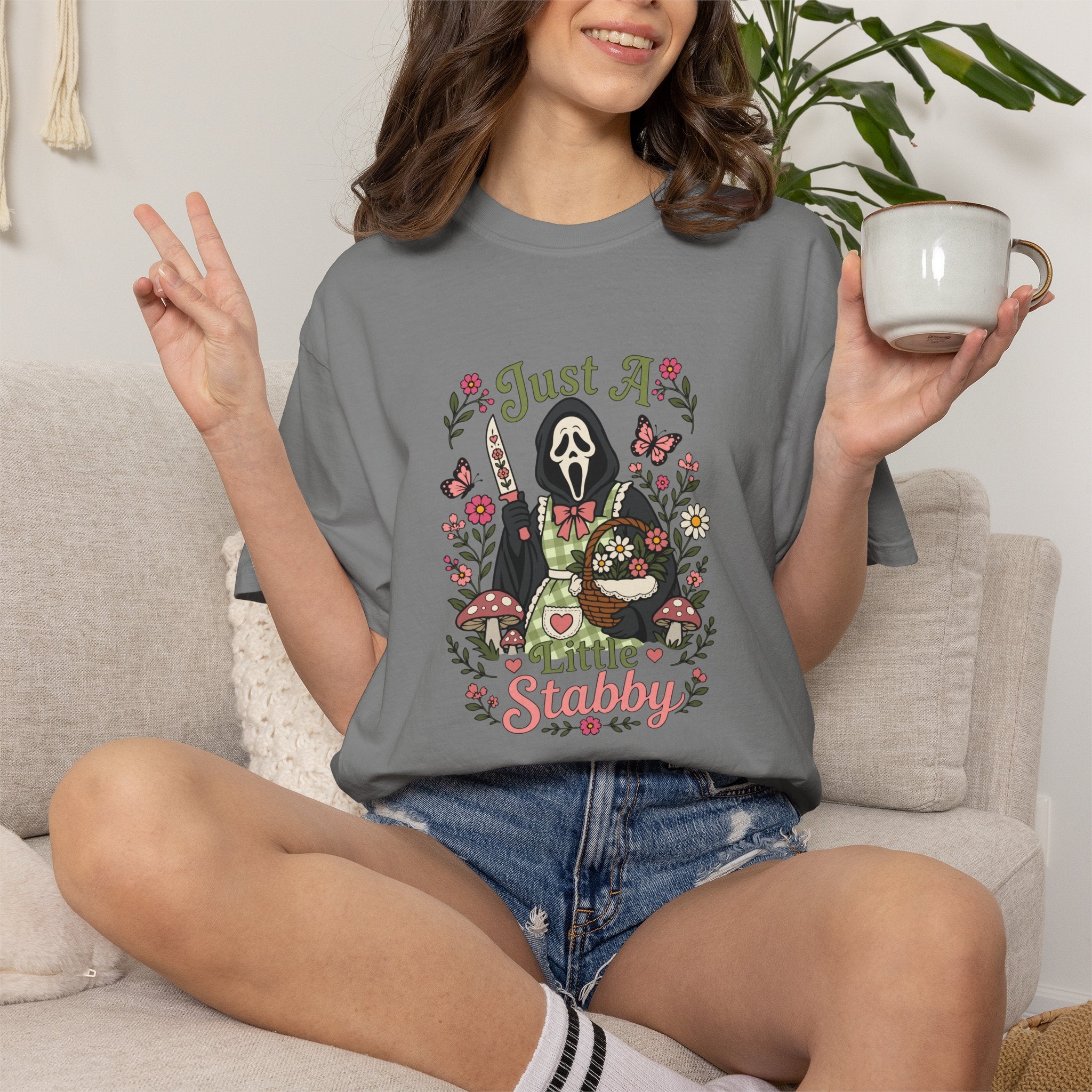 Just A Little Stabby Horror Slasher Comfort Colors T-Shirt