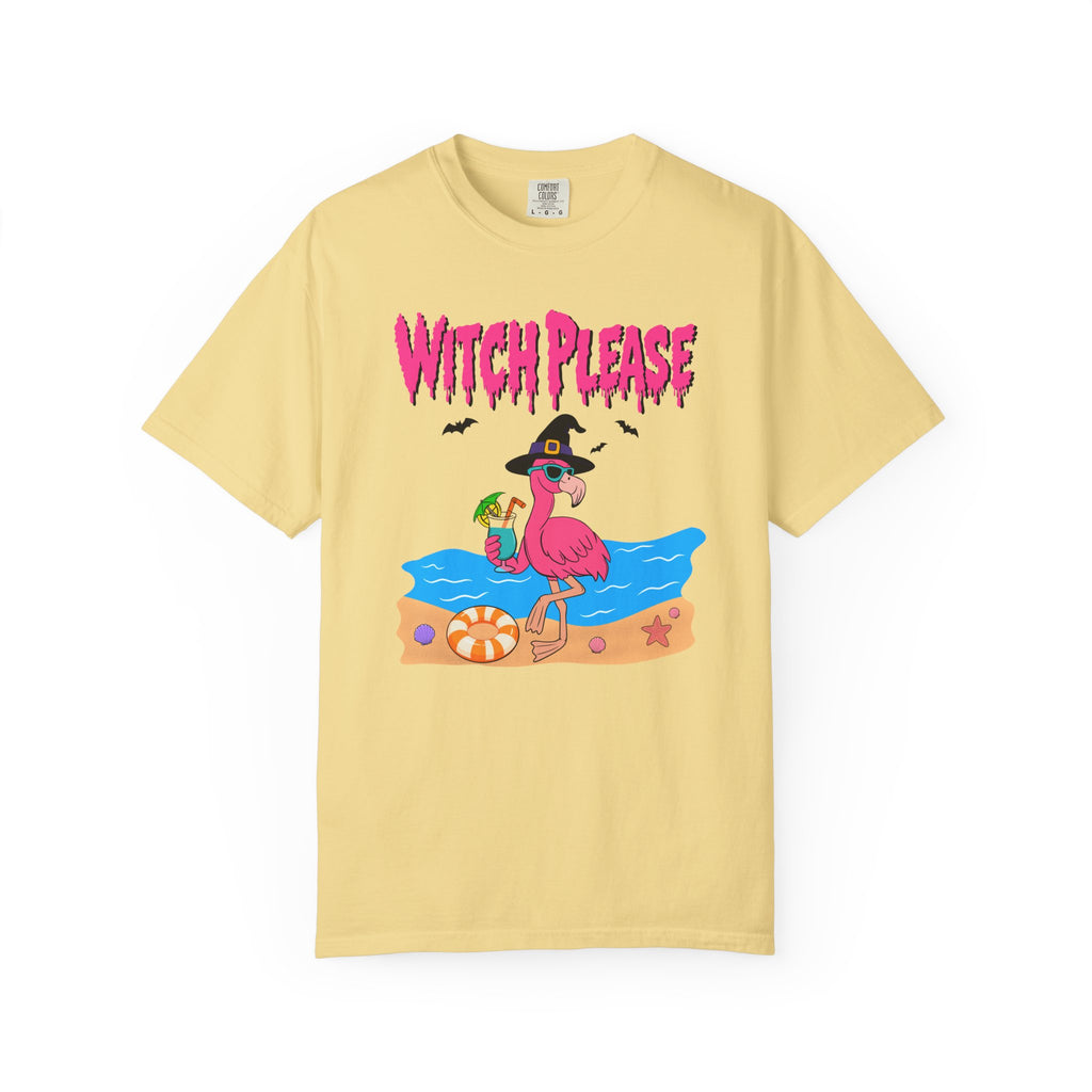 Witch Please Flamingo Halloween Beach Graphic T-Shirt