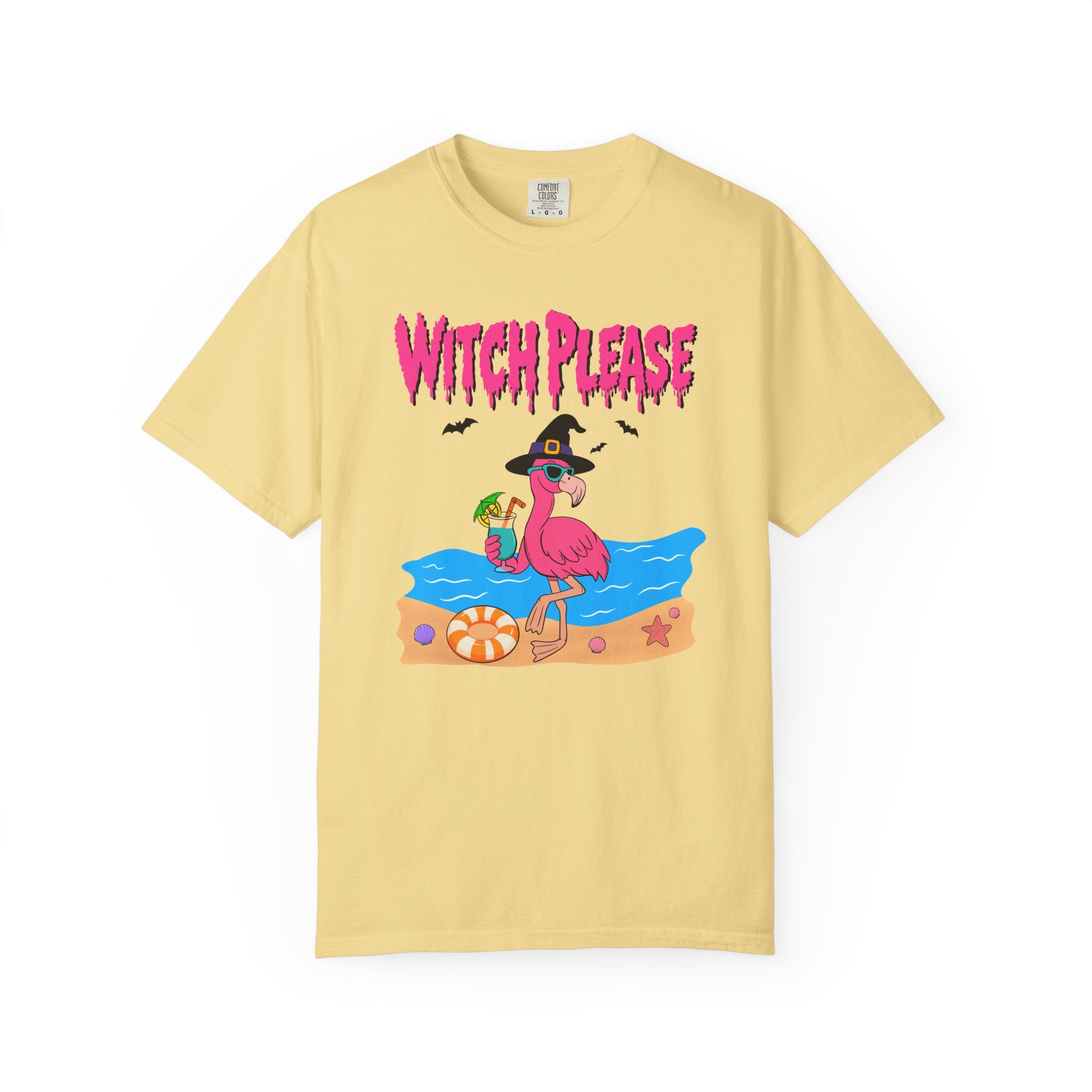 Witch Please Flamingo Halloween Beach Graphic T-Shirt