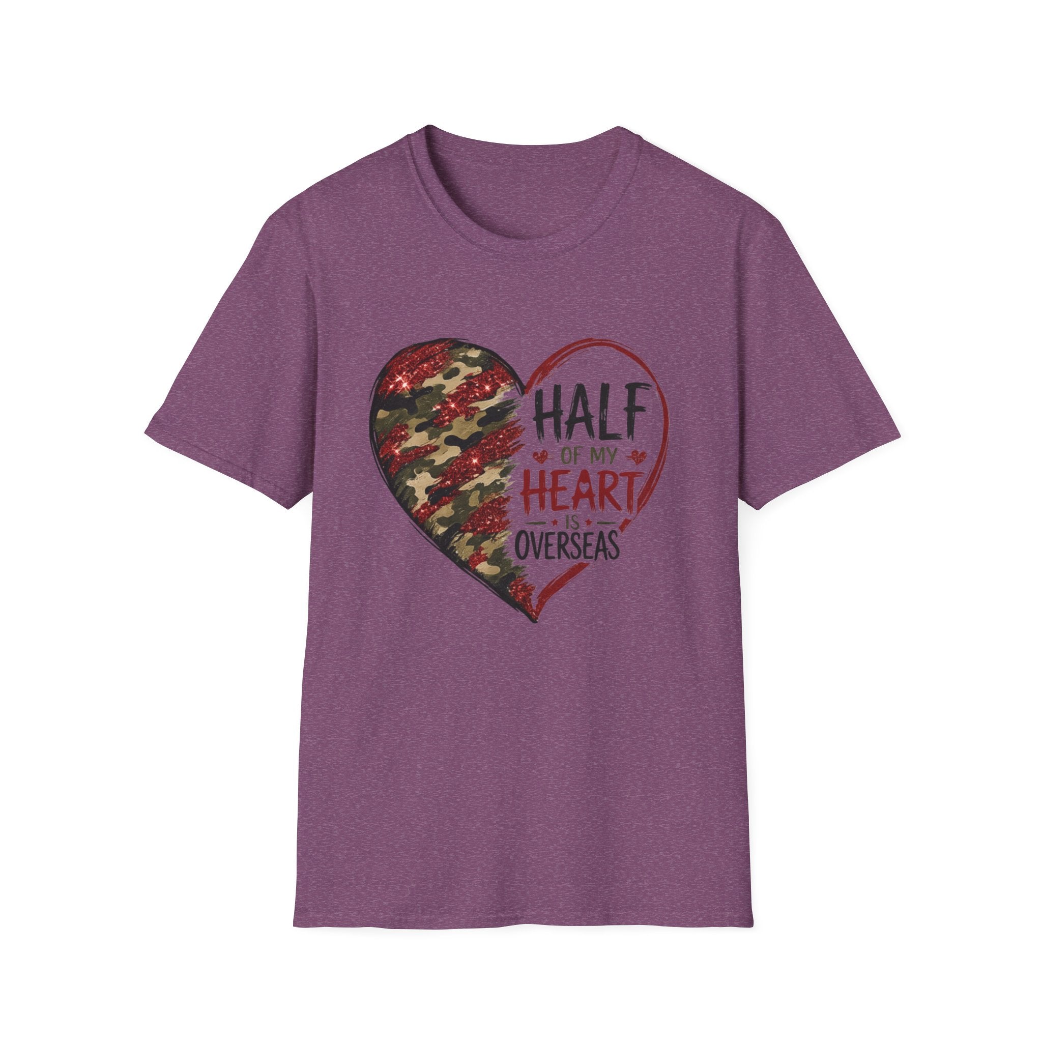 Half My Heart Is Overseas Camo Heart T-Shirt