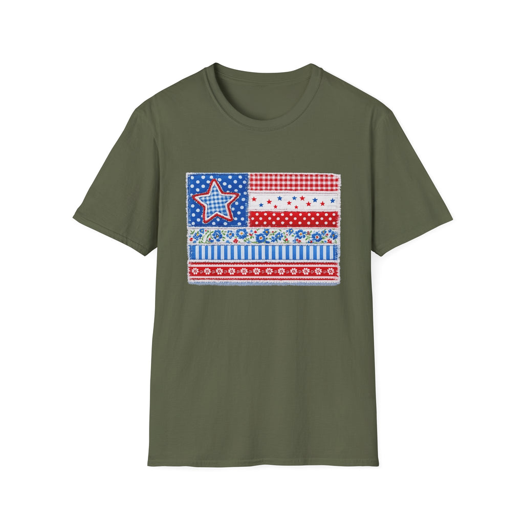 Patriotic Patchwork American Flag T-Shirt
