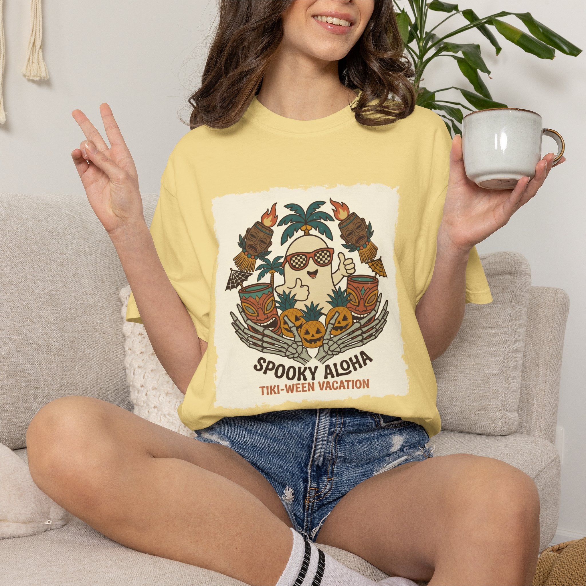 Spooky TikiWeen SummerWeen Ghost Comfort Colors TShirt