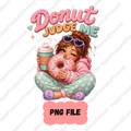 Donut Judge Me Girl with Coffee PNG