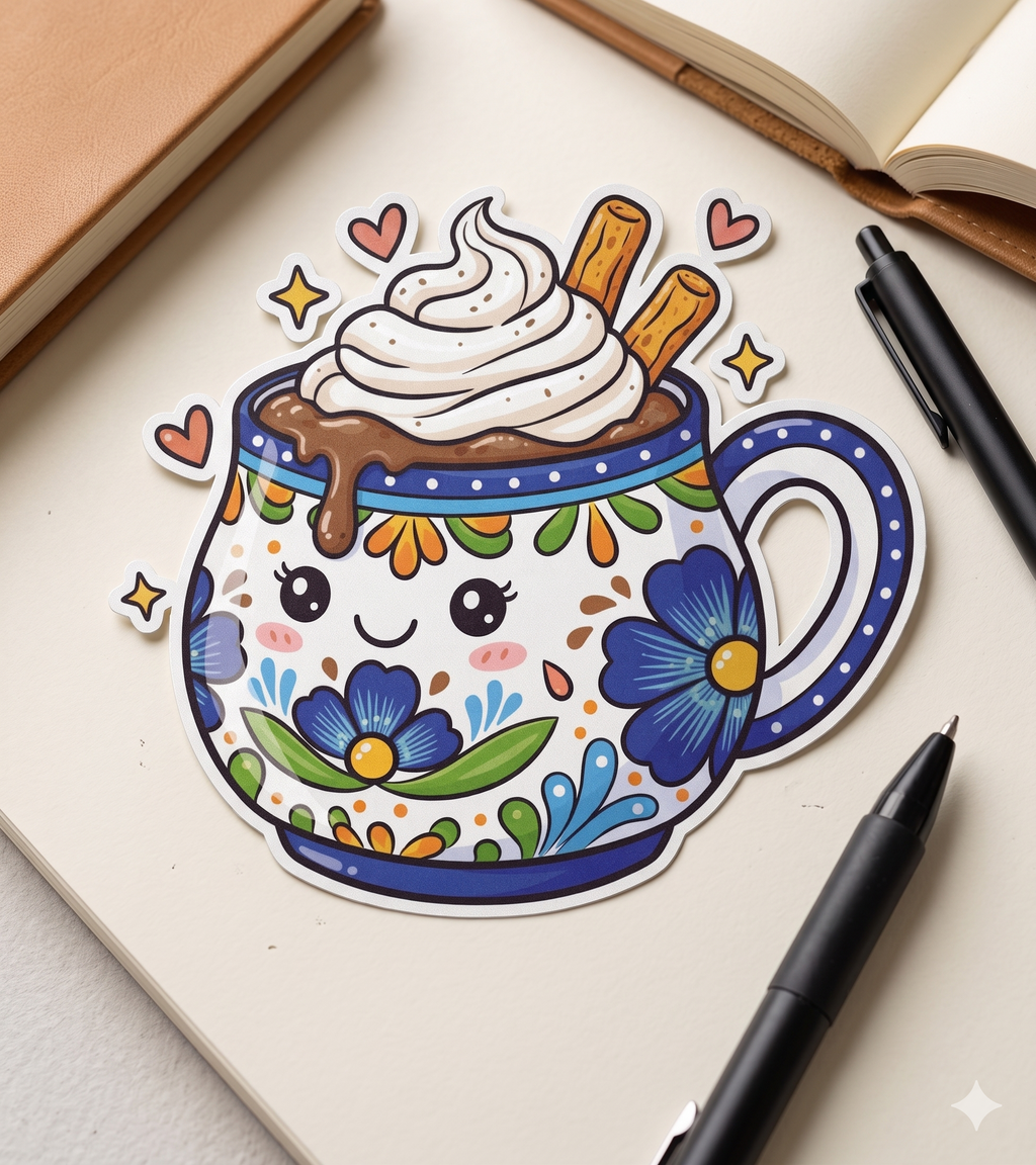 Mexican Talavera Mug Kawaii-PNG