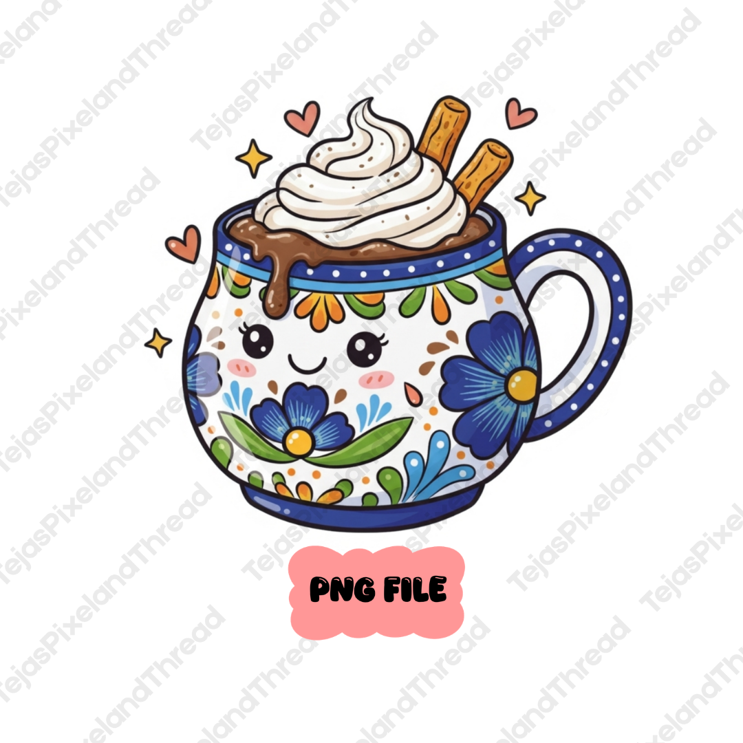 Mexican Talavera Mug Kawaii-PNG