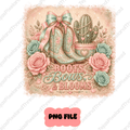 Adorable Pink Western Boots and Blooms PNG